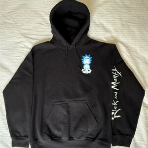 Black Hoodie with Blue and White Graphic